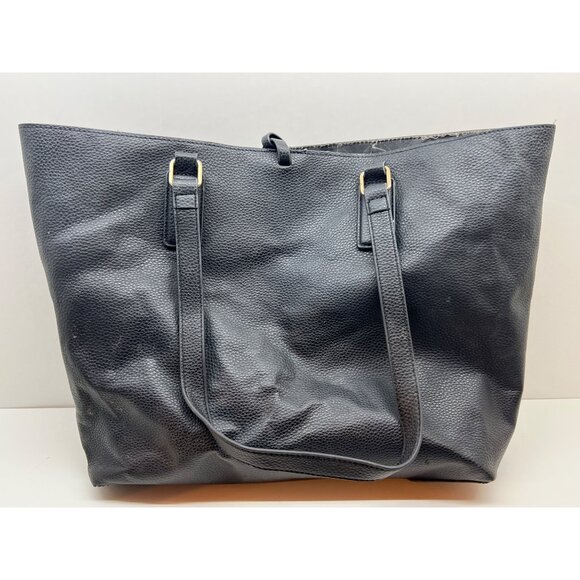 Aldo 2-Piece Black Leather Tote & Pouch Set With Gold Chain Strap - Picture 3 of 13